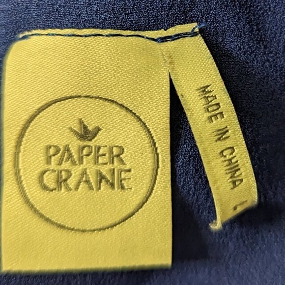 PAPER CRANE Blue Spaghetti Strap Ruffle Blouse Top L - Picture 3 of 5